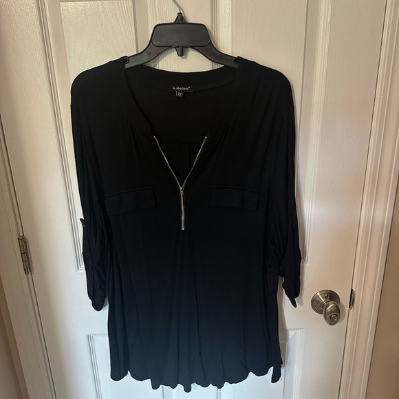 Black Zipper Blouse - Picture 1 of 4